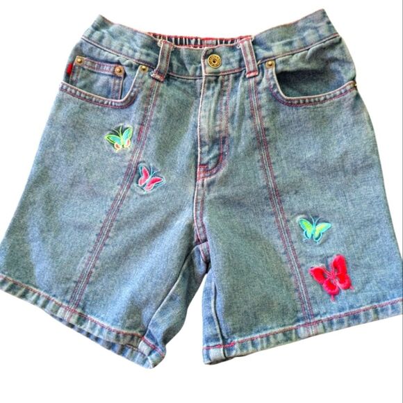 Zana Di Y2K‎ Girls Butterfly Embroidered Denim Jean Shorts Size 6X - Picture 1 of 8